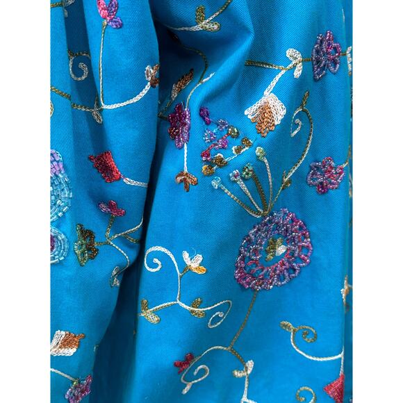 Quacker Factory blue embroidered/sequined denim Jacket, whimsical, statement - Picture 6 of 7